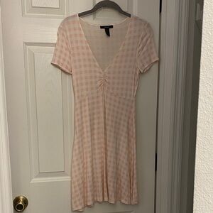 Forever 21 Baby pink gingham V- neck Dress